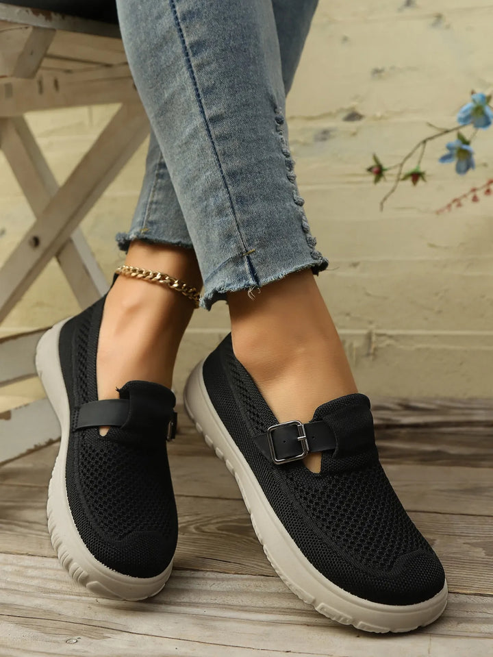 Ademende mocassins voor dames met gesp aan de zijkant en flexibele zool - Élise