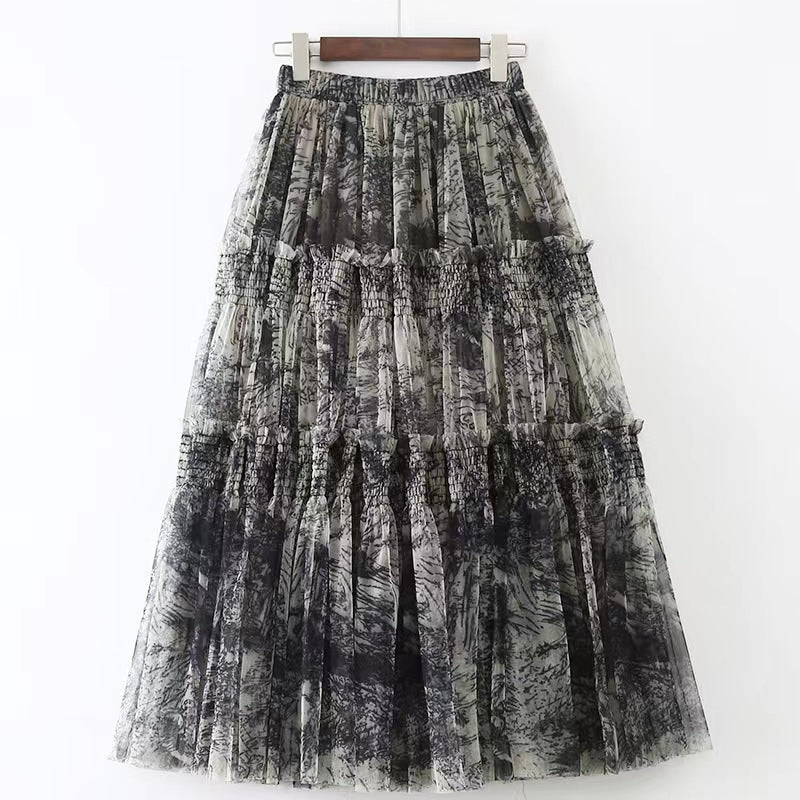 Vloeiende rok met print voor dames, elastische taille en wijde snit - Sabrina