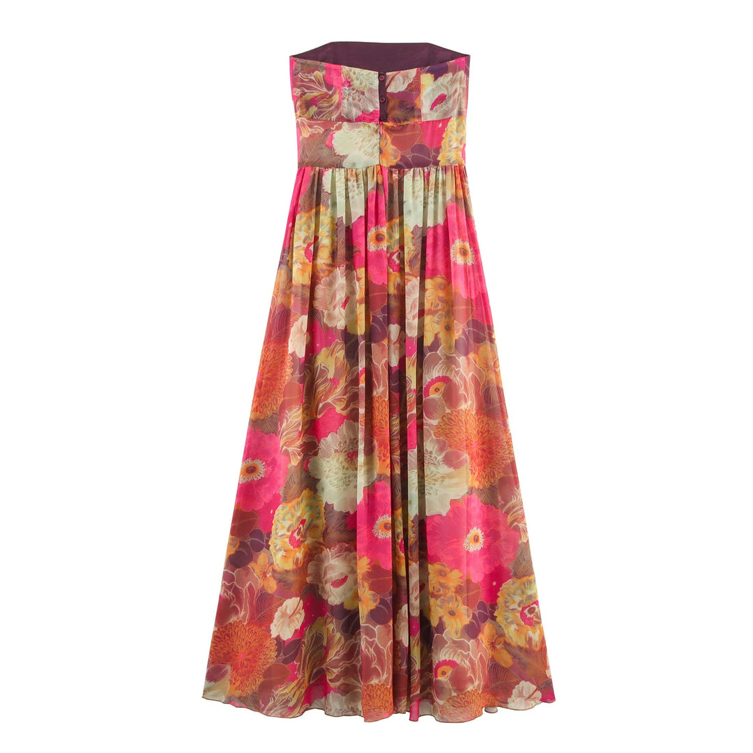 Strapless lange damesjurk met bloemenprint - Tifanny