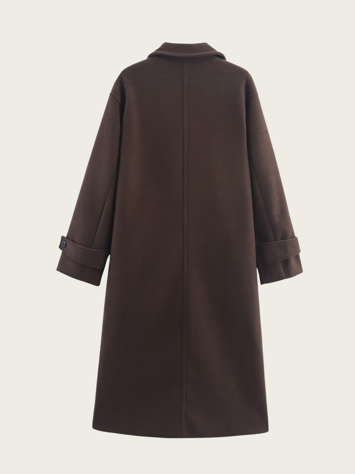 Lange damesjas met klassieke revers - Aleida