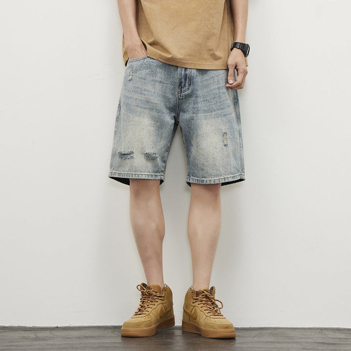 Heren denim shorts recht model - Tomás