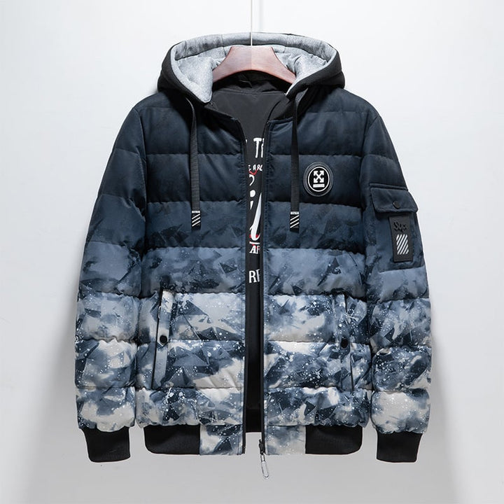 Gewatteerd herenjack met urban design - Kaien