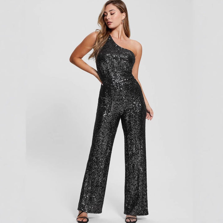 Damesjumpsuit met asymmetrische pailletten - Narevia