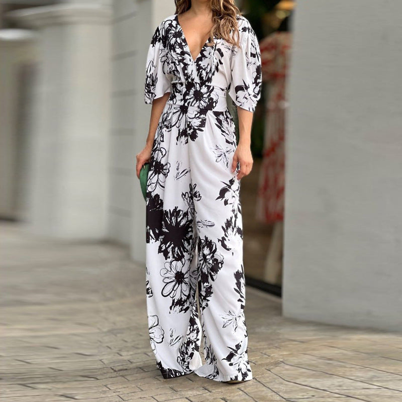 Damesjumpsuit met hoge taille en bloemenprint - Hannelore
