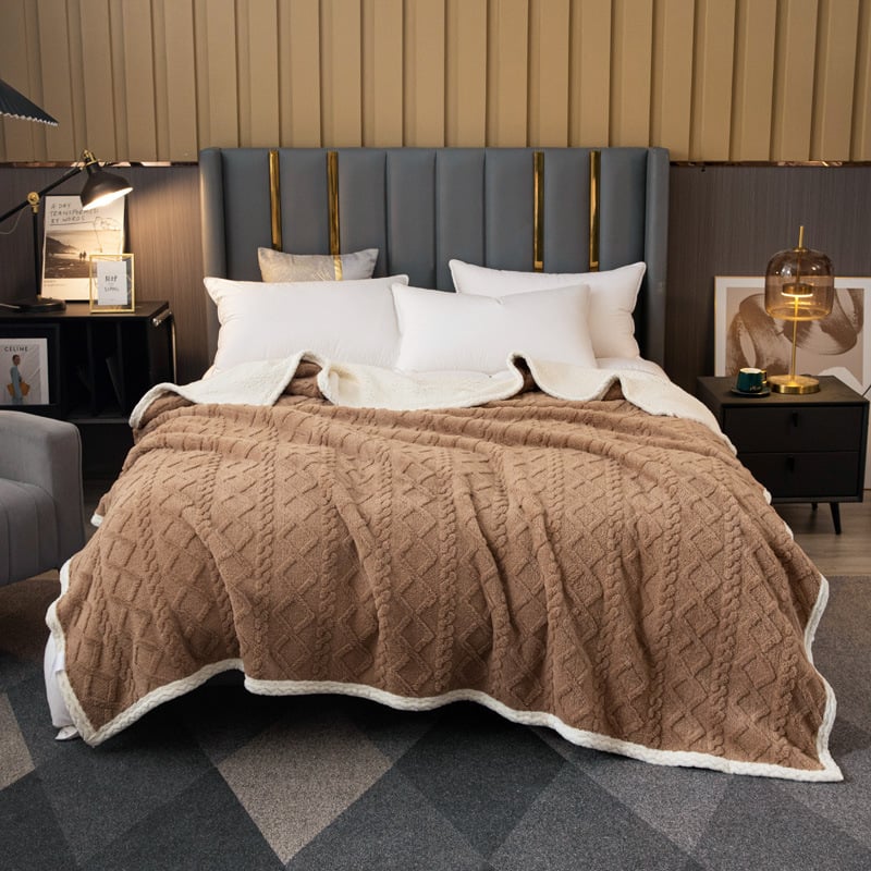 Dubbellaagse thermische deken met zacht wollen effect