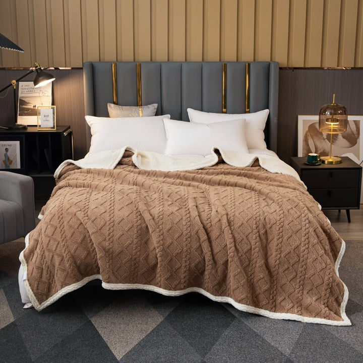 Dubbellaagse thermische deken met zacht wollen effect