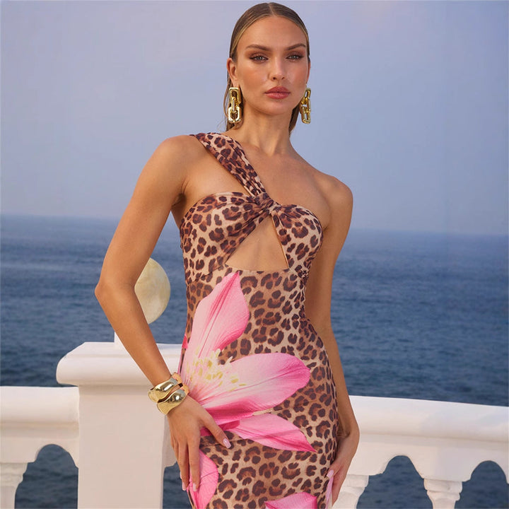 Dames maxi-jurk met bloemen- en dierenprint - Calira