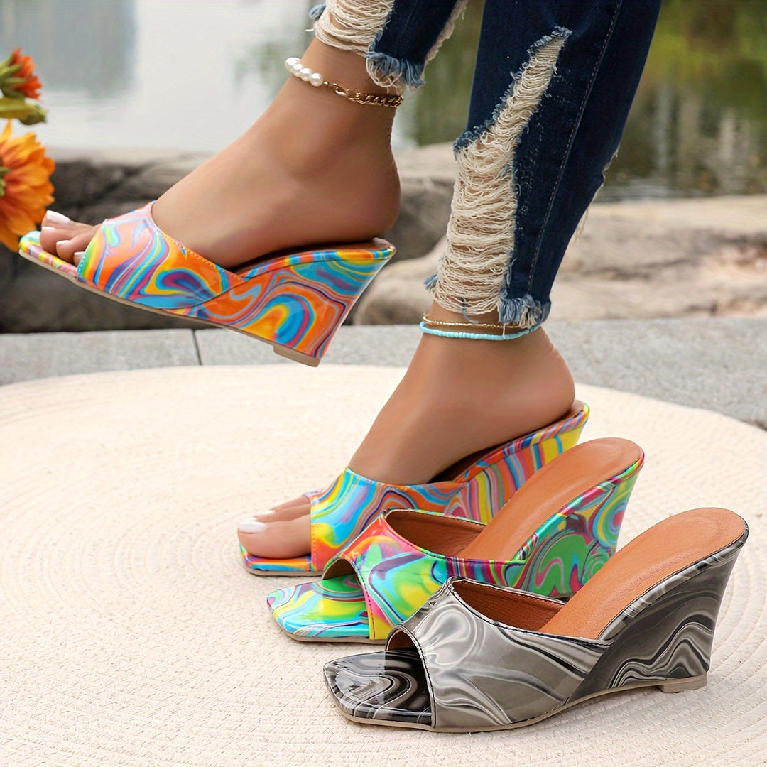 Abstract leren sleehak - Mitzi