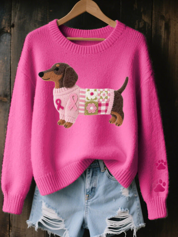 Damestrui met ronde hals en grafisch ontwerp - Halen