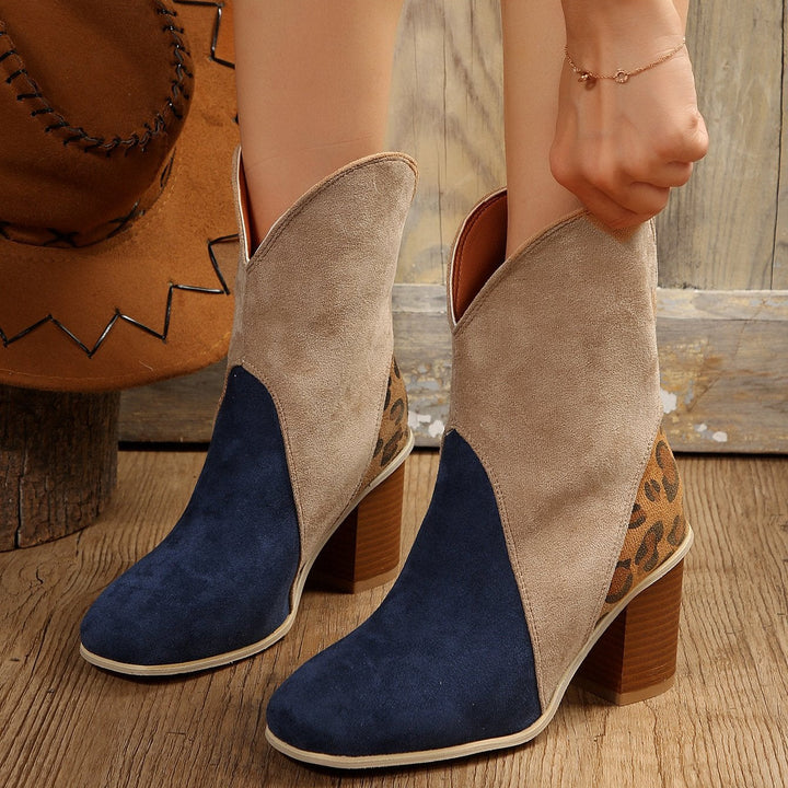 Dames enkellaarsjes van suède met blokhak - Norine