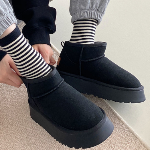 Winter enkellaarsjes voor dames in suède met dikke zool - Helena