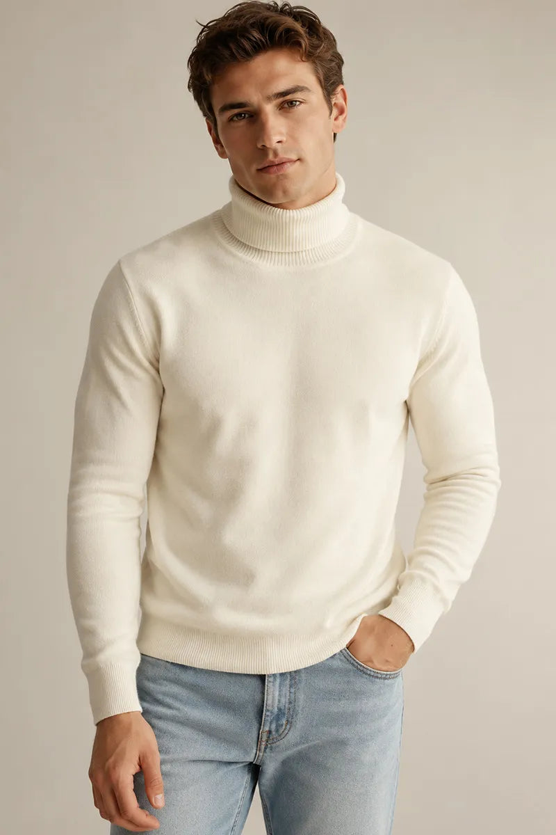 Slim-fit herentrui met col en effen breisel - Caspar