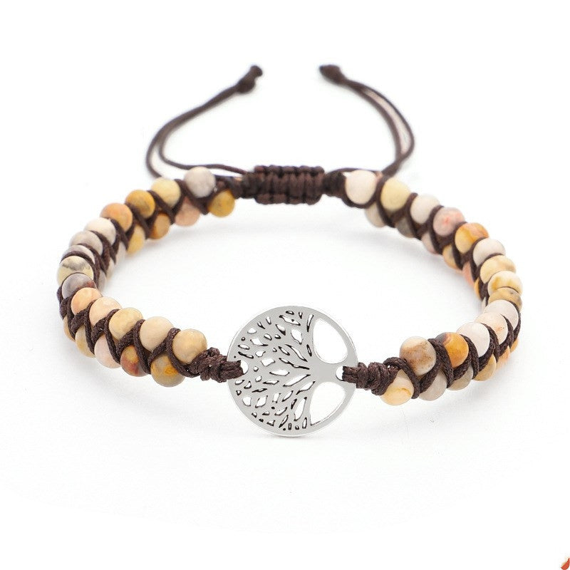 Yoga armband geweven met levensboom bedel