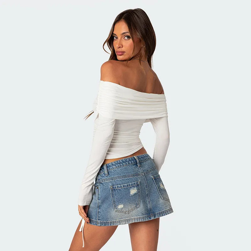 Damestop met lange mouwen en off-the-shoulder mouwen - Sophia