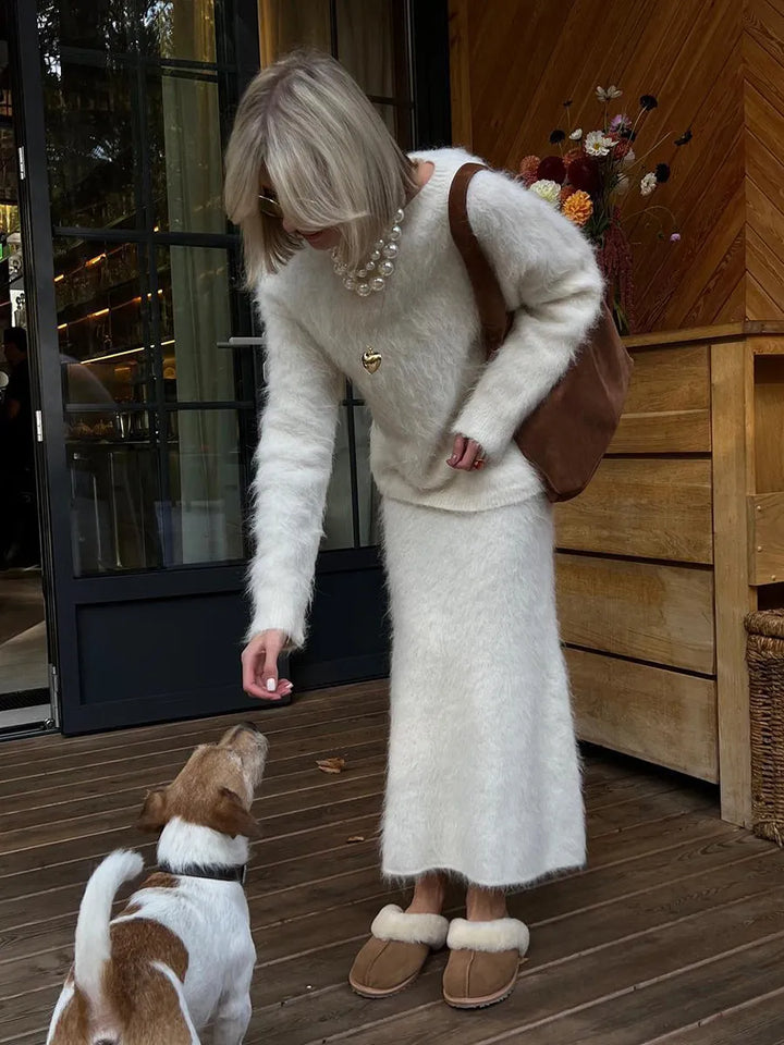 Gebreide damesset met zachte textuur - Eliane