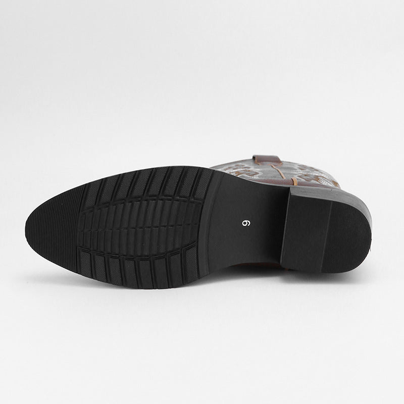 Geborduurde hoge laarzen in retro stijl - Kervon