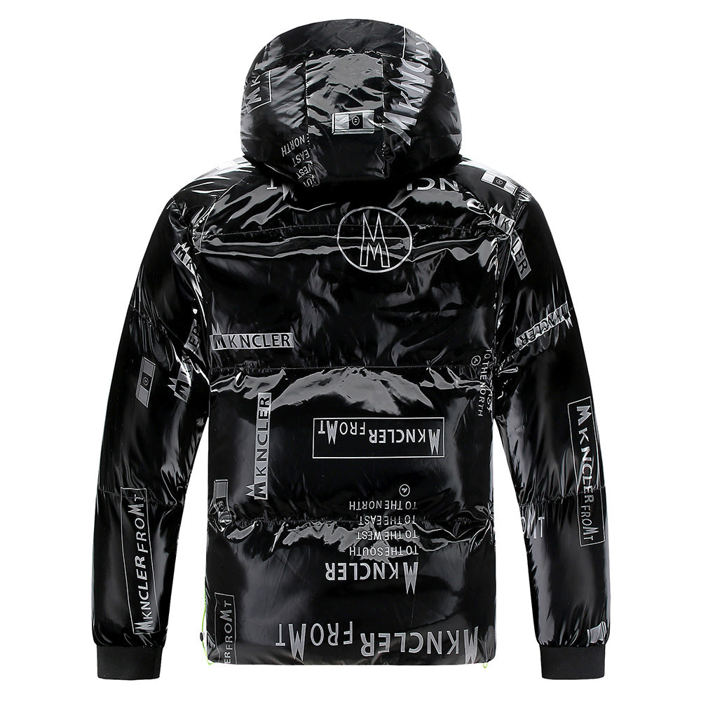 Gewatteerd herenjack met capuchon en vinyleffect - Lanuz