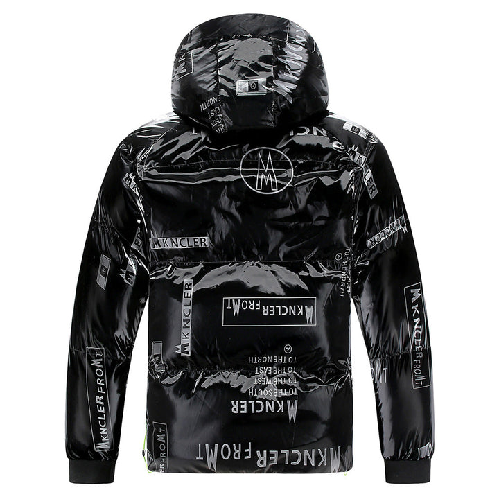 Gewatteerd herenjack met capuchon en vinyleffect - Lanuz