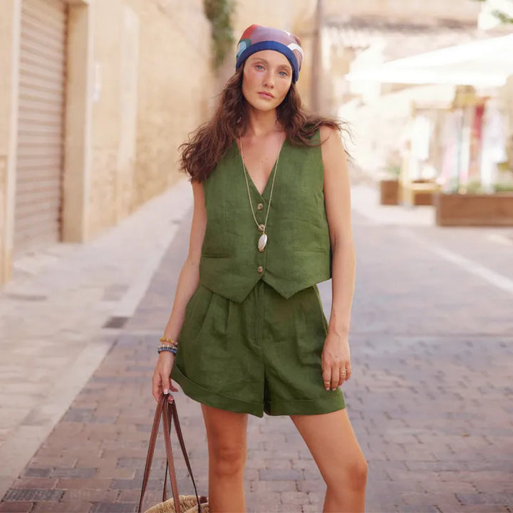 Selene - Set van groen katoen en linnen