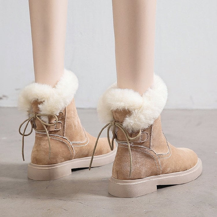 Enkellaarsjes met suède-effect voor dames - Marivelle