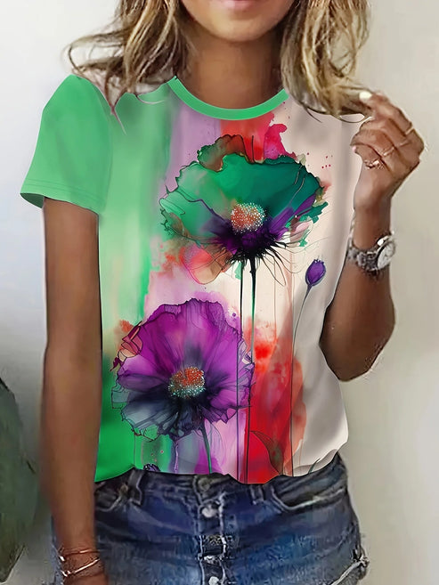 Fabienne - T-shirt met bloemenprint en korte mouwen