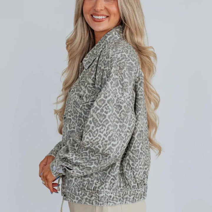 Dames spijkerjas met dierenprint - Livaine