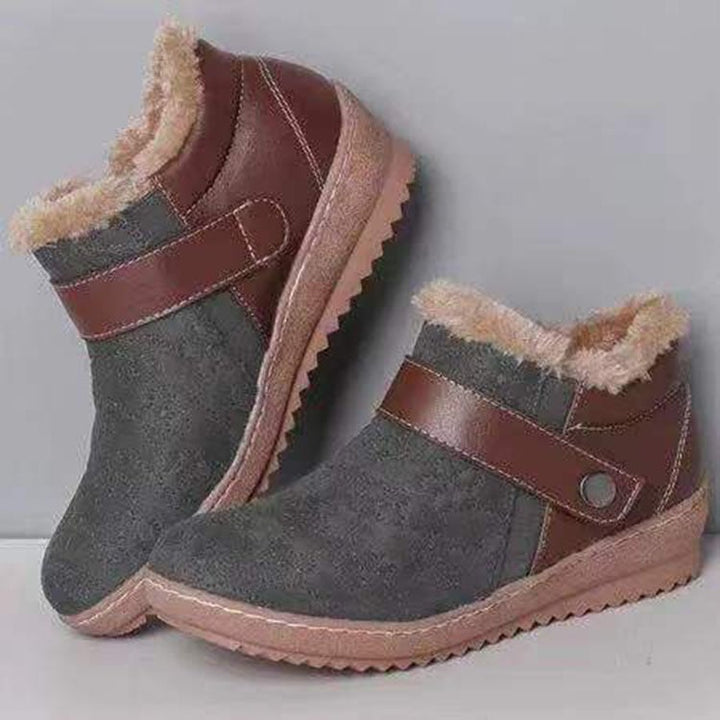 Winter enkellaarsjes voor dames met bontvoering en verstelbare sluiting - Zayda