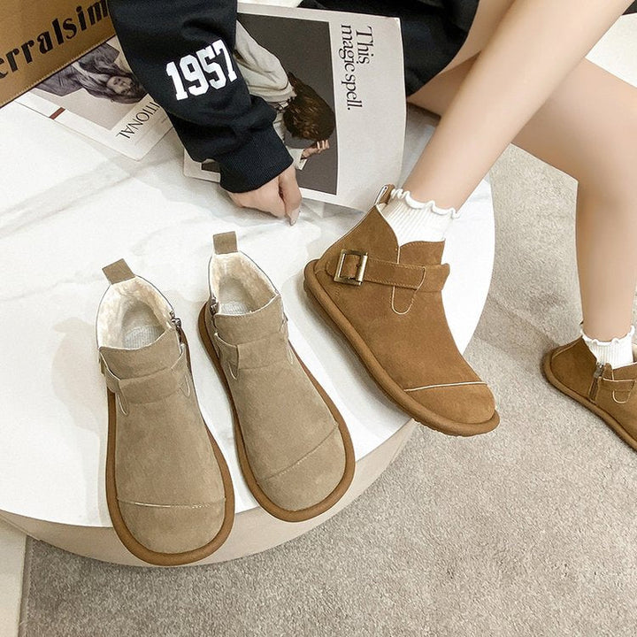 Winter enkellaarsjes voor dames in suède met gesp aan de zijkant - Estelle