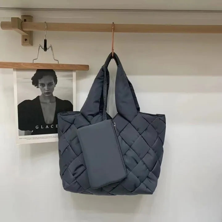 Gewatteerde canvas shopper tas voor dames - Sara