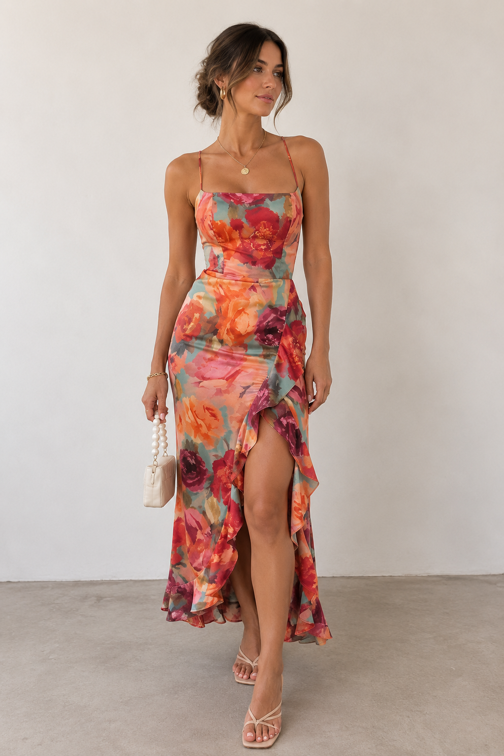 Lange jurk met bloemenprint voor dames - Elda