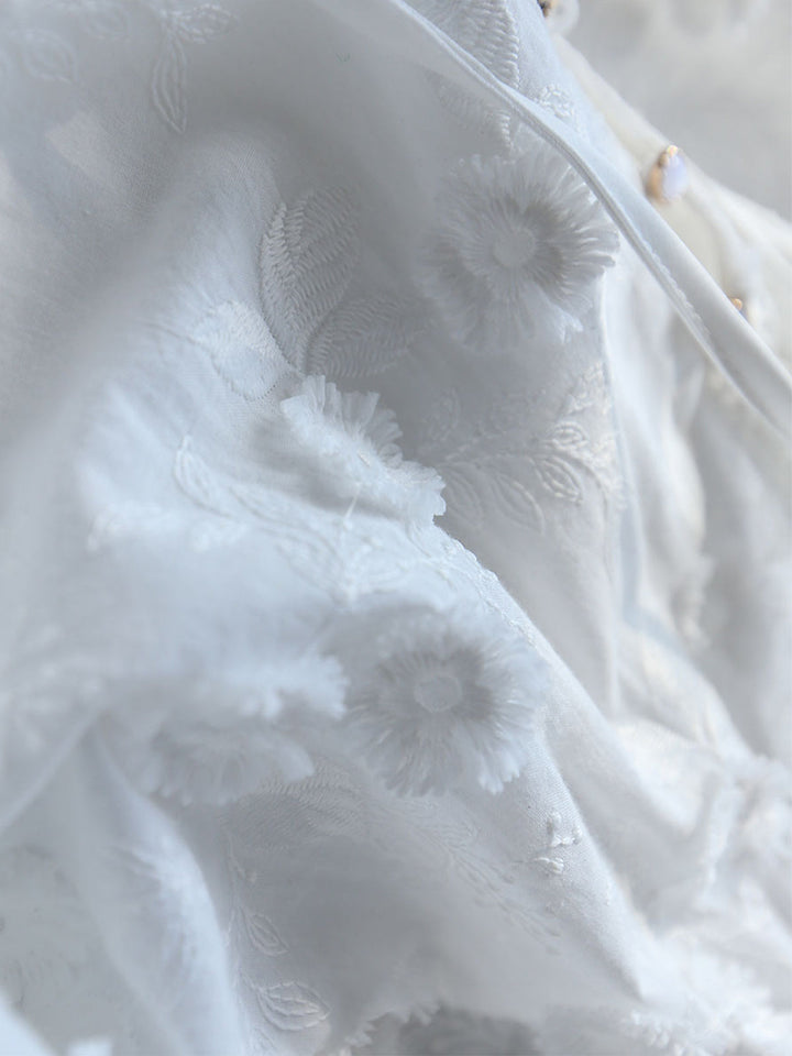 Sophie - Oversized semi-transparante geborduurde bloemenblouse