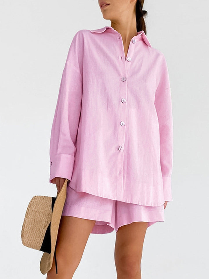 Damesset met los shirt en korte broek met elastische taille - Nalia