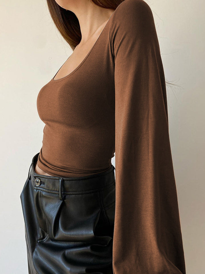 Alexa - Vierkante hals blouse met pofmouwen