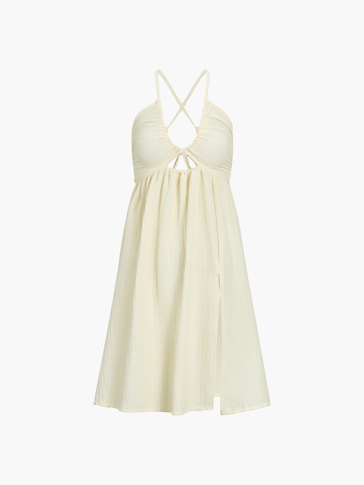 Addison - Rugloze Kriskras Split Midi Dress