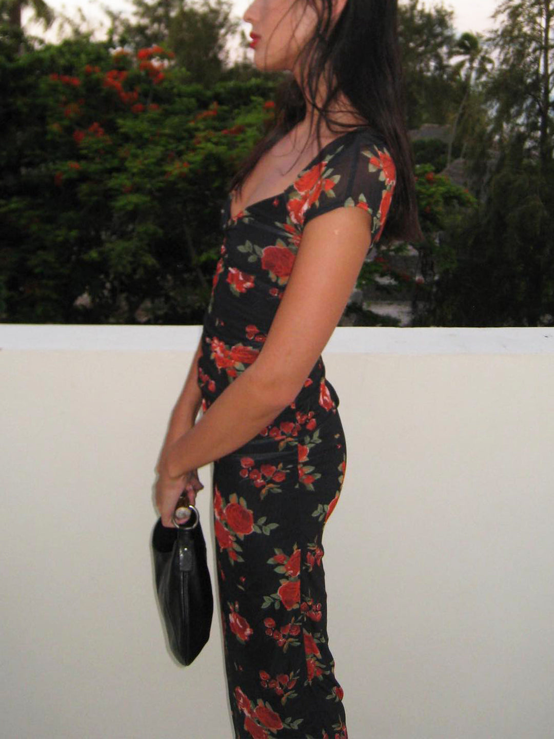 Júlia - Midi jurk met bloemenprint en ruches aan de zijkant