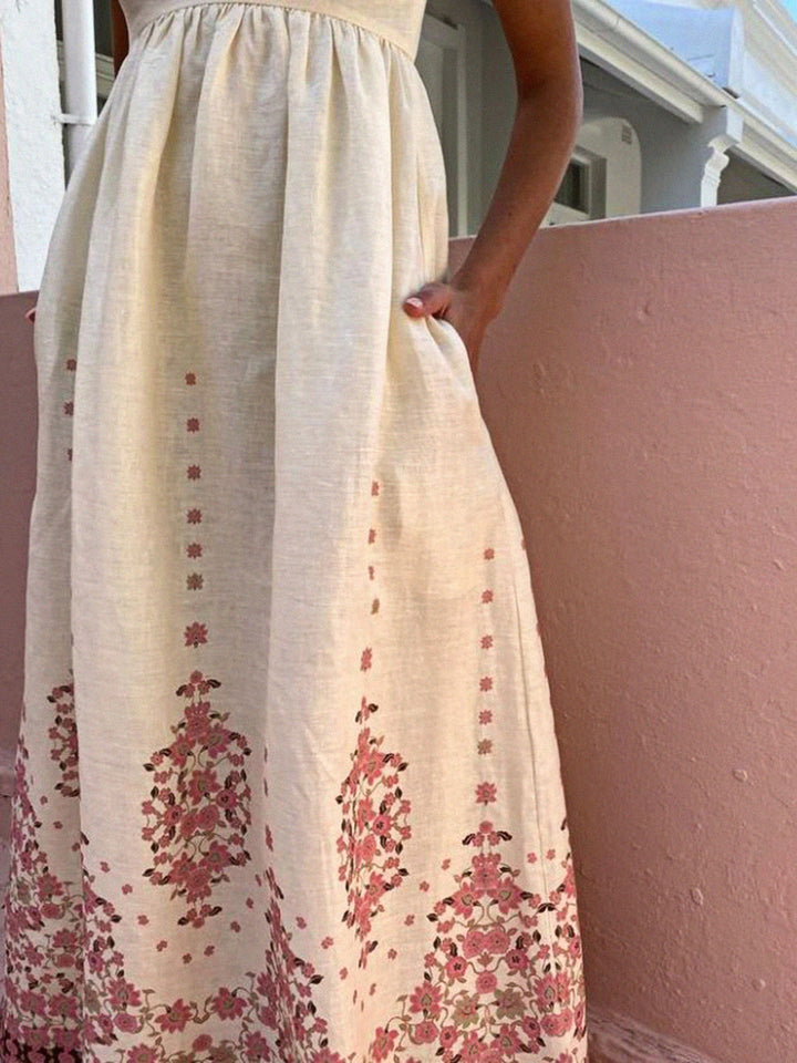 Olivia - Lange jurk met bloemenprint en spaghettibandjes