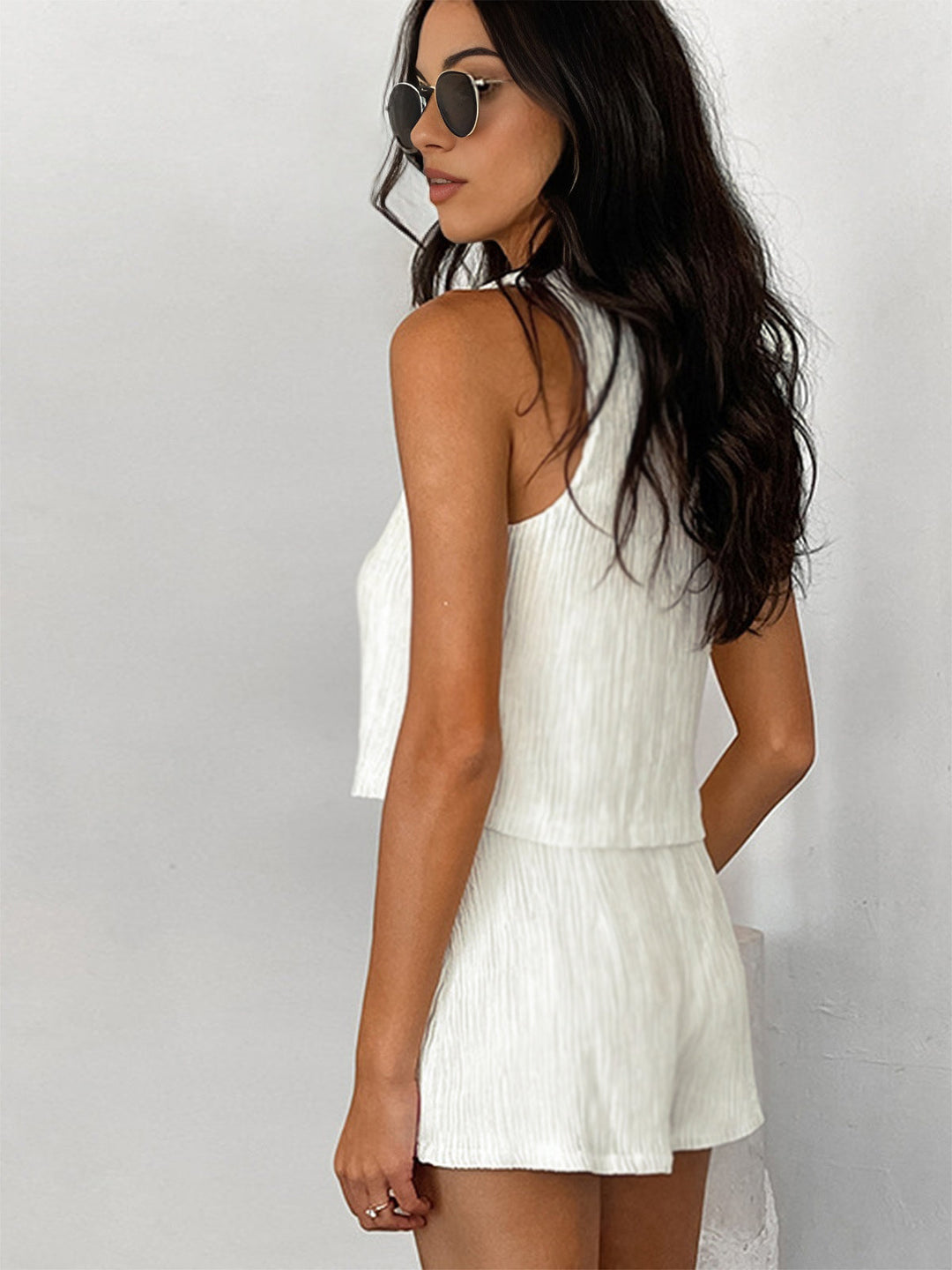 Zaida - Effen Vest Met Korte Broek Set