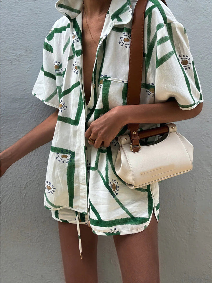 Julia - Trekkoordshortset met print