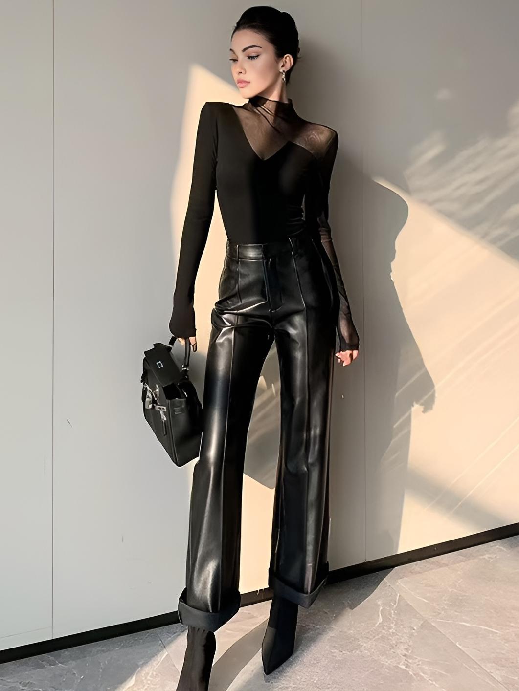 Layla - Asymmetrisch mesh paneel T-shirt