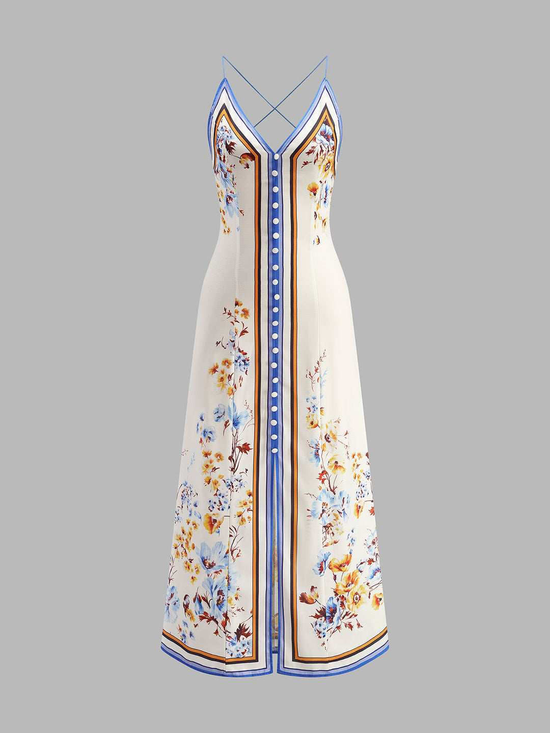 Keira - Casual Bloemig Gedrukte Halter Lange Jurk