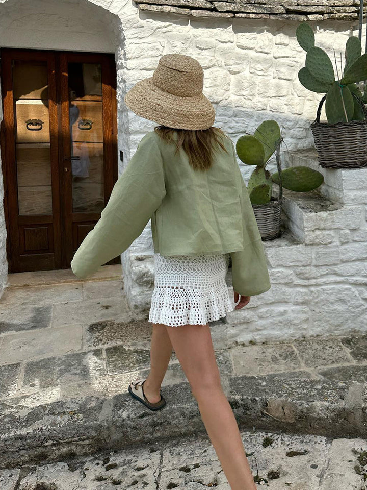 Madelyn - Oversized Blouse met lange mouwen en bandjes aan de voorkant