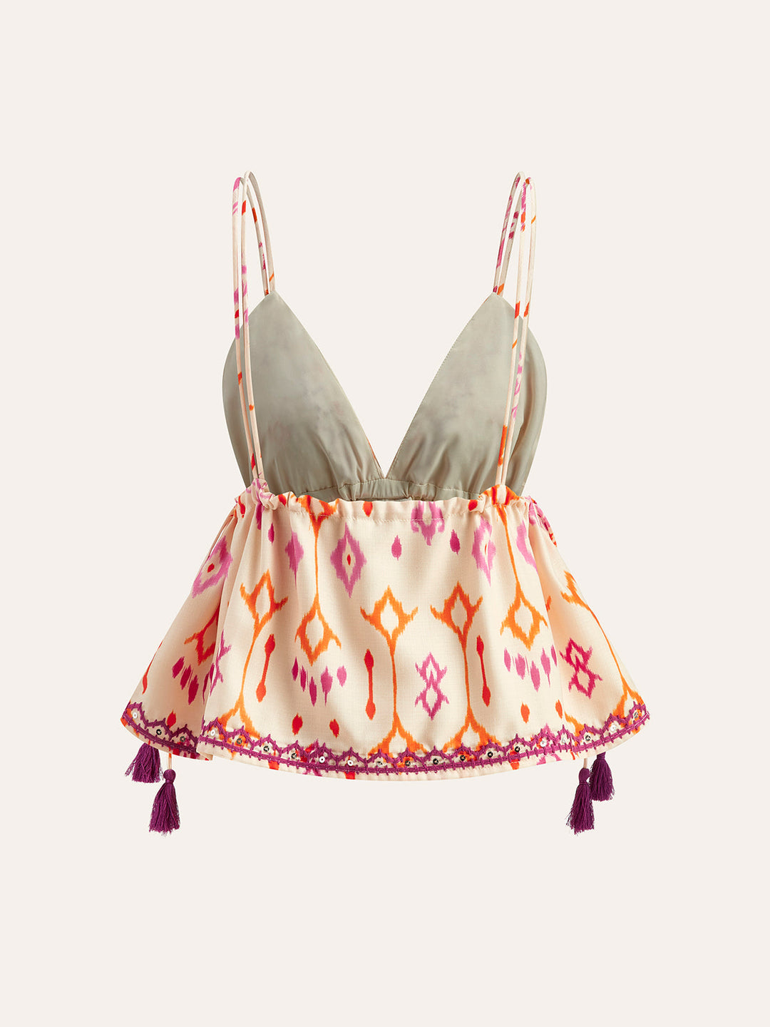 Nora - Geborduurde Boho Tassel Tie Cami Top