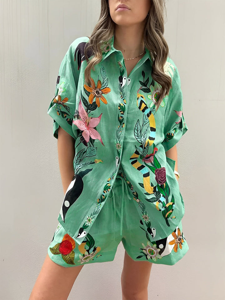 Saray - Oversized korte broek met bloemenprint