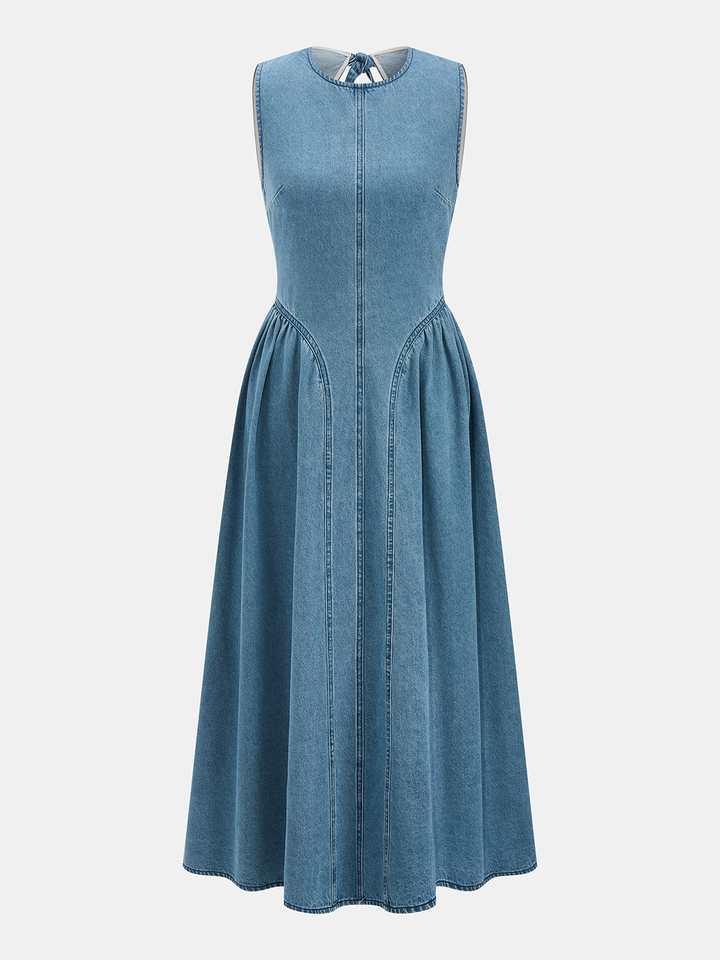 Mouwloze denim midi jurk baggy casual zomerjurk - Keyla