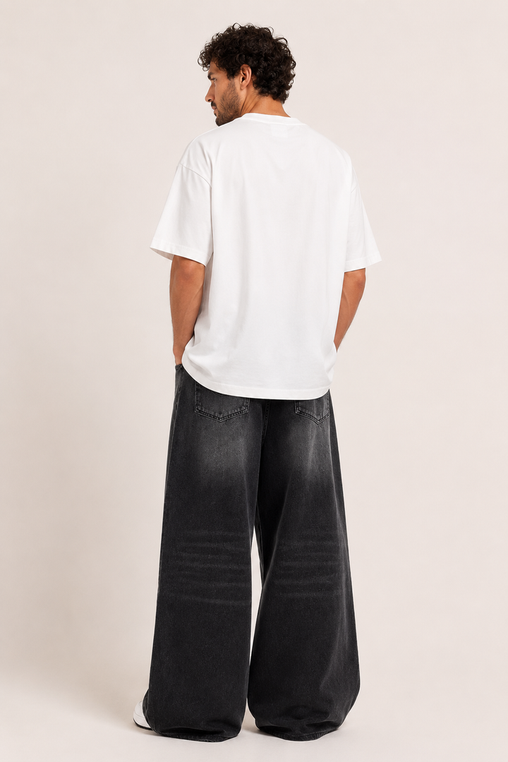 Retro baggy herenjeans met zeer wijde pijpen en vervaagde wassing - Klaus