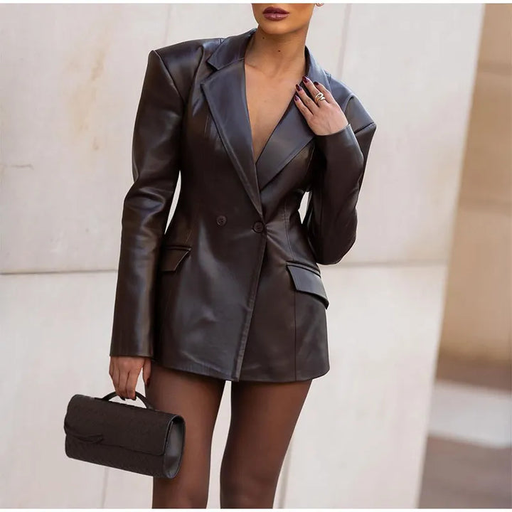 Damesblazer in leerlook met getailleerde taille - Odile