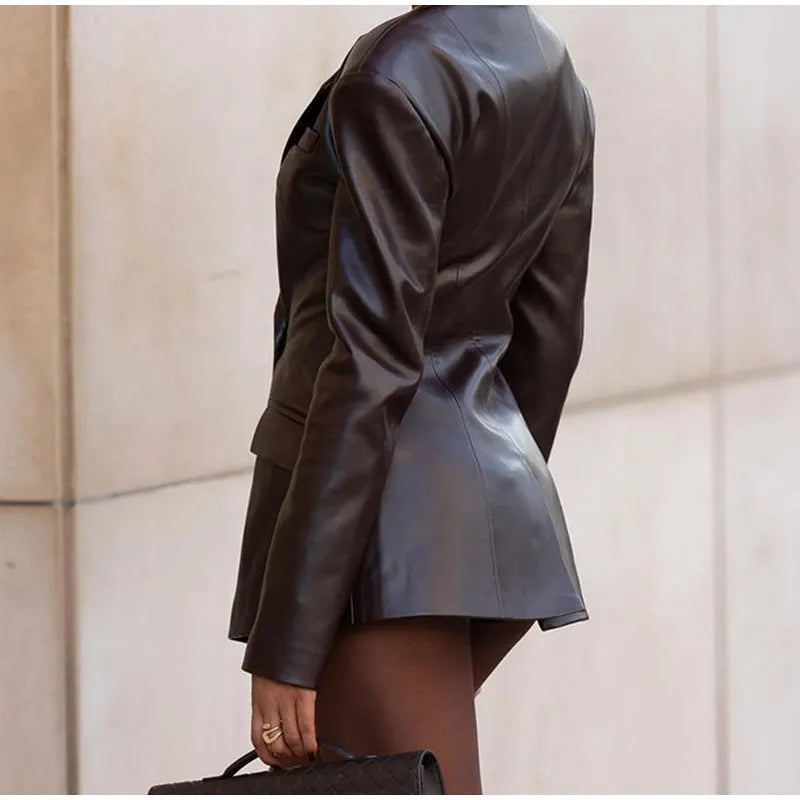 Damesblazer in leerlook met getailleerde taille - Odile