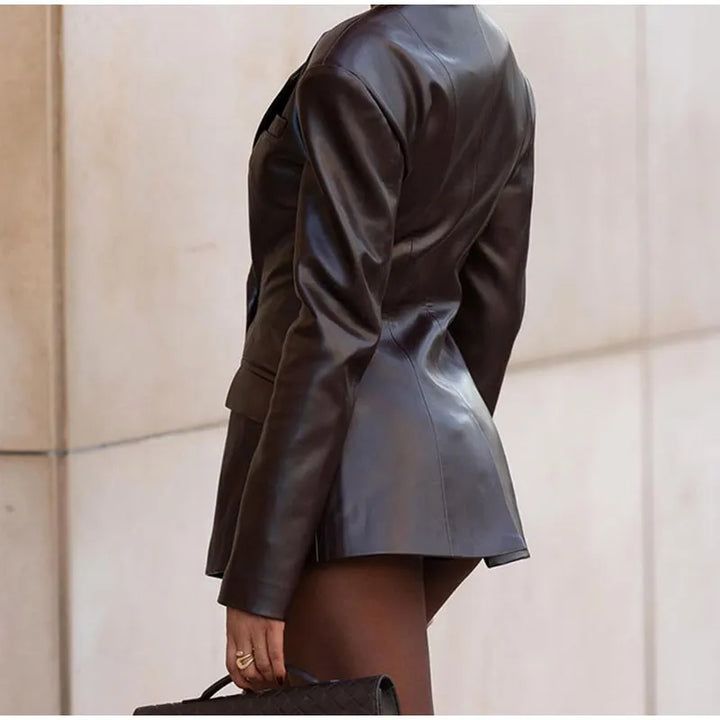 Damesblazer in leerlook met getailleerde taille - Odile