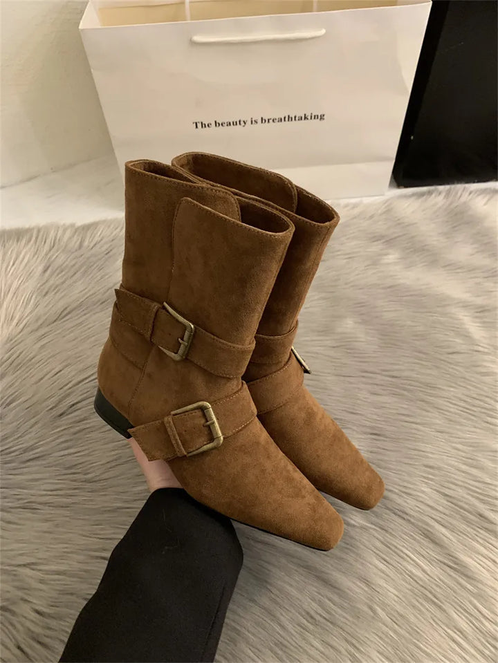 Botines in suèdelook met gespen - Pelinna