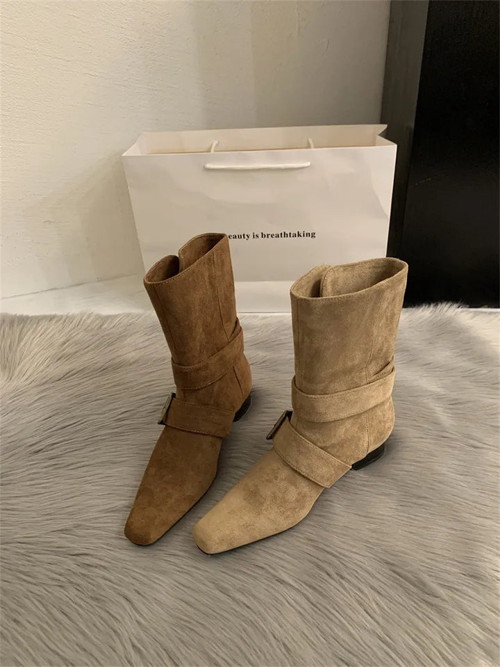 Botines in suèdelook met gespen - Pelinna